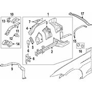 Fender Rail <br>Sheetmetal structure used to support the Apron/ Extension panel REINFORCED