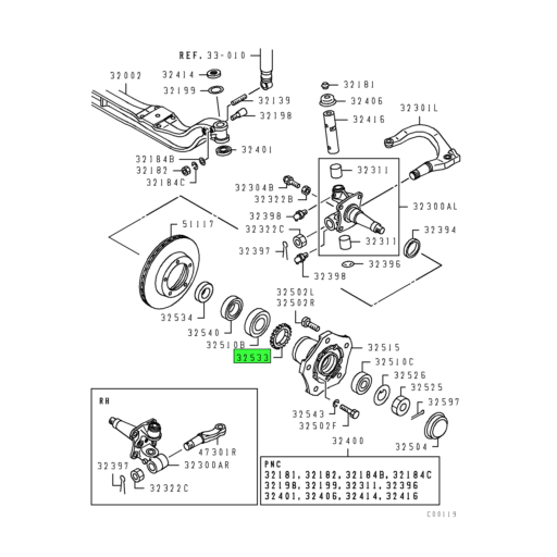 MK584746 Mitsubishi FUSO | Front Wheel Hub Assembly Rotor