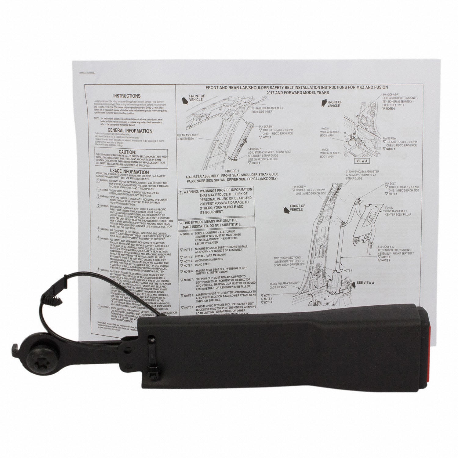 OEM Front Left Driver Seat Belt Retractor For 2017-2020 Ford Fusion – Black, Used