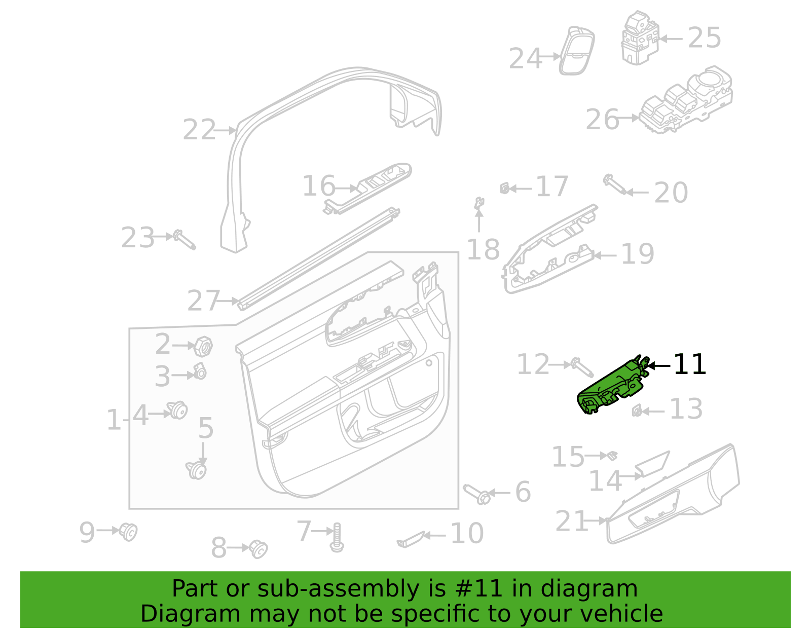 Left Front Inner Cover P1PZ5822601A Ford | Door Handle Inside - Left Front Inner | Source One ...