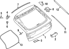 Drive Motor A pressurized rod cylinder spring that extends to hold the weight of vehicles liftgate - Left