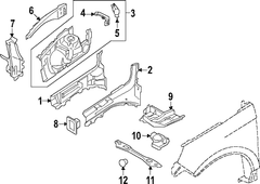 Fender Apron Bracket Mounting Plate - Right, Front