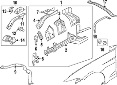 Fender Apron Reinforcement Support - Right, Front