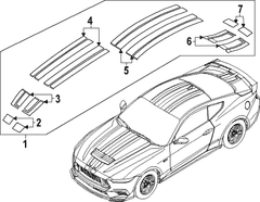 Hood Decal High gloss Of vent - Front, Upper (Convertible, Coupe)