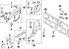 Door Pillar Post Trim Set C Panel - Right, Inner