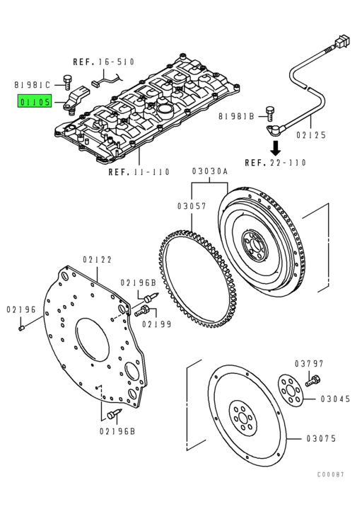 MX938449 | Genuine Mitsubishi FUSO® Rocker Cover Engine Speed Sensor